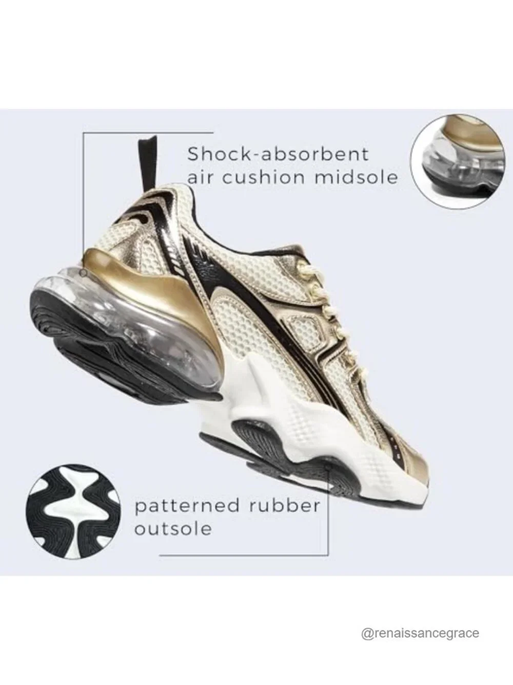 Women's Air Cushion Running Shoes Mesh PU Slip-Resistant Athletic Sneakers